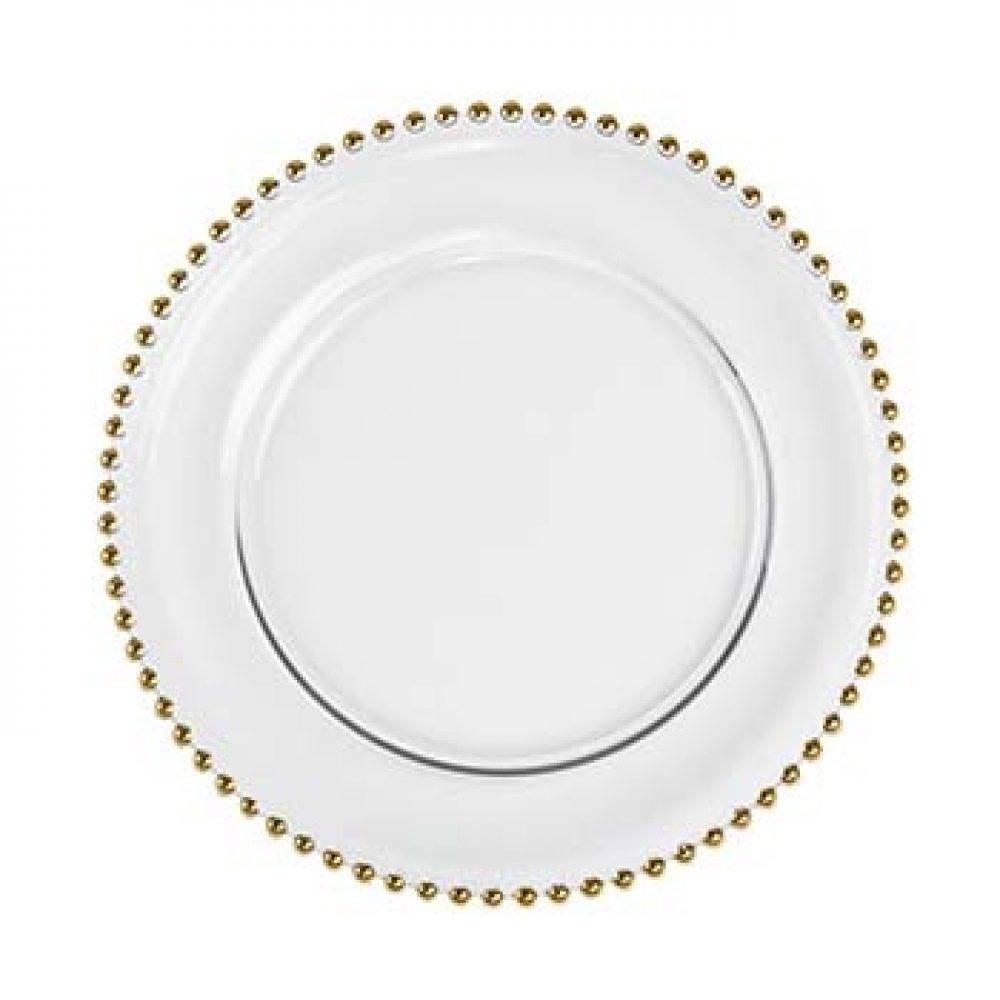 Gold - Beaded Glass Charger