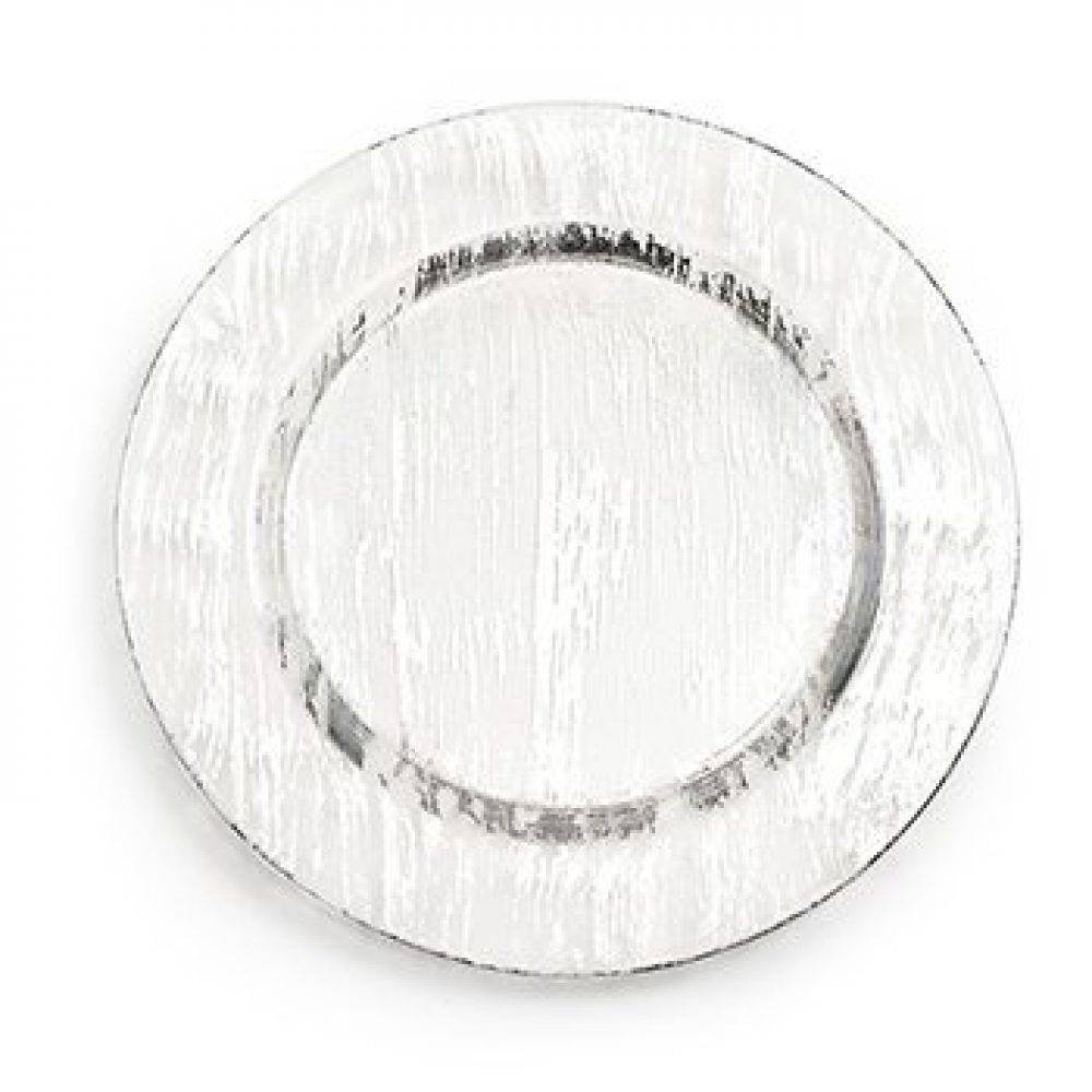 Silver - Brushstroke Glass Charger