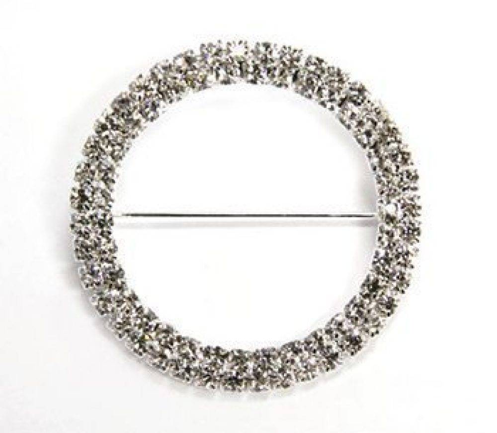 Silver - Circle Bling Brooch - Image 2