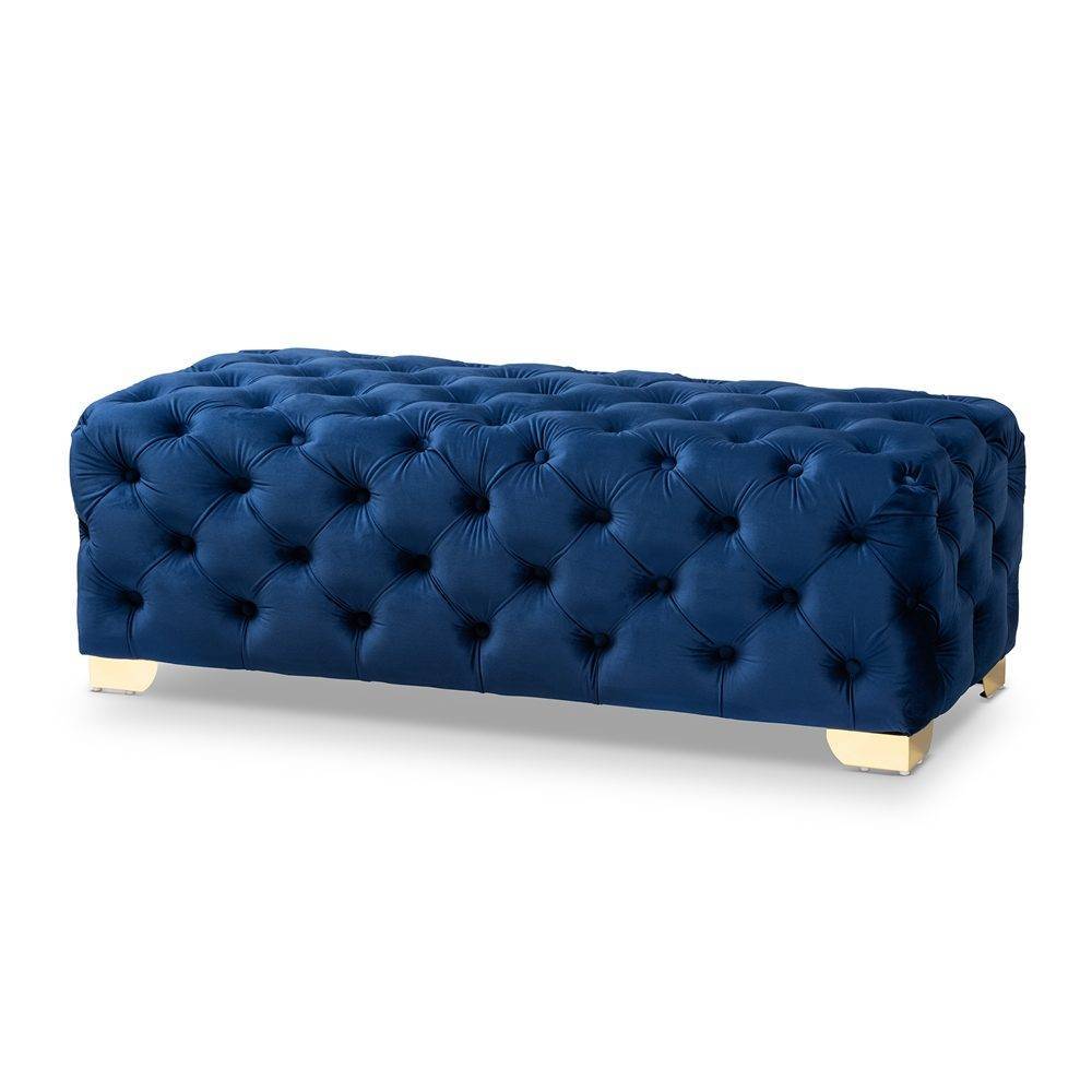 Navy - Velvet Ottoman