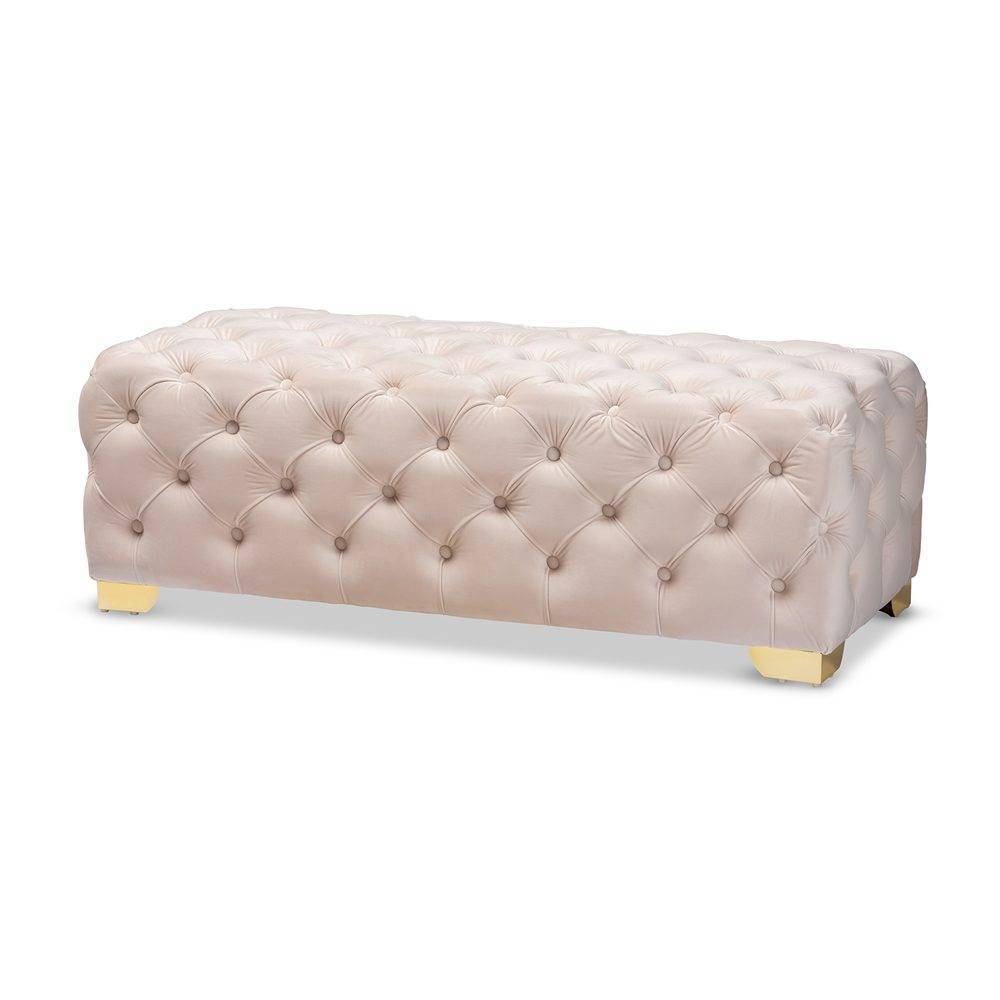 Champagne / Ivory - Velvet Ottoman