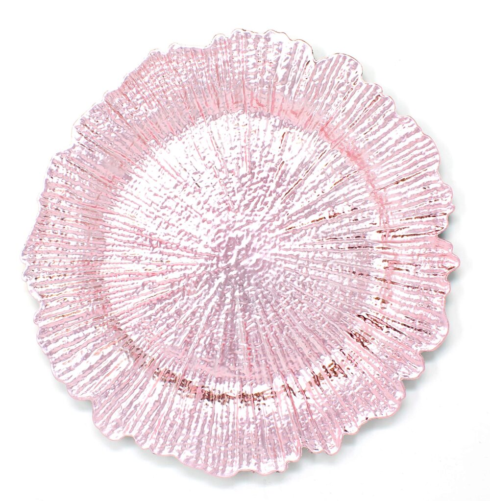 Floral Leaf Glass Charger - Blush Pink