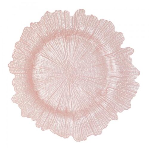 Floral Leaf Glass Charger - Blush Pink