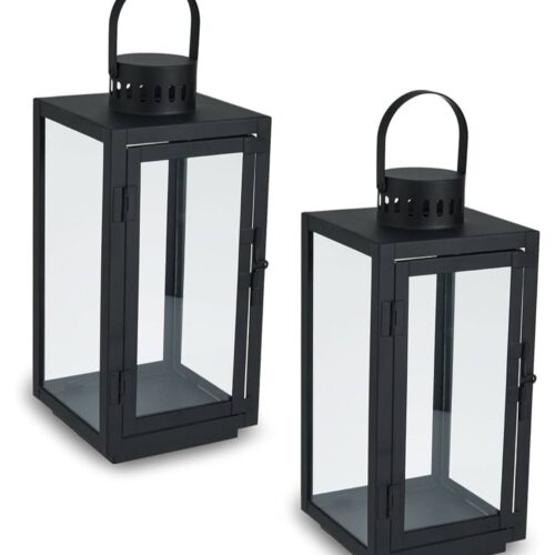 Black - (10") Lantern w/ Glass