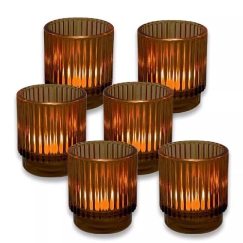 Amber - Ridged Votive