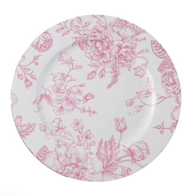 Pink French Toile – Acrylic Charger (Preorder Required)